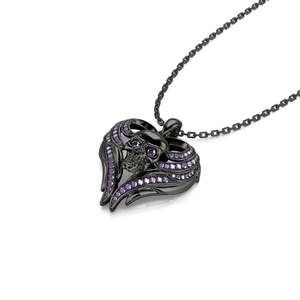 Collier pendentif Jeulia en argent sterling avec ailes d'ange et crâne - Charme vintage en cristal, perle et diamant - Product Image 3