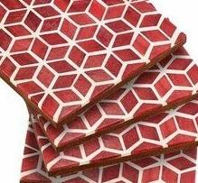 Sous-verres classiques indiens en incrustation d'os, écologiques, rouges et blancs, avec base en bois pour maisons contemporaines (noyer) - Product Image 2