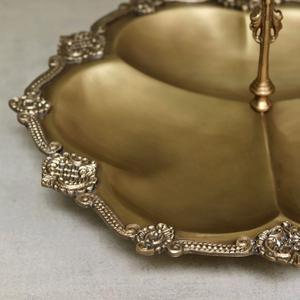 Support de service pour fruits secs et amandes Bol à 3 compartiments avec poignée Pièce maîtresse en métal antique doré Bol de service aux noix - Product Image 4