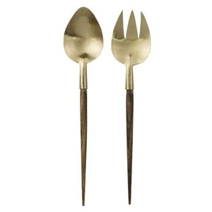 Service à salade moderne en laiton avec poignées minces et finition polie parfait pour le service de dîner décoratif - Product Image 1