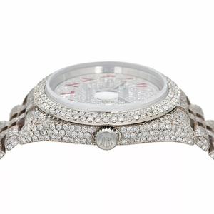 Montre de luxe en diamant, boîtier en acier inoxydable, VVS1 Mossionite, cadran arabe, affichage de la date, cadeau pour homme - Product Image 3