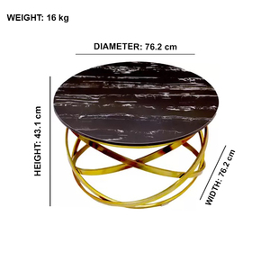 Modern Custom Designed Stainless Steel <b>Table</b> With Brass Finish and Italian <b>Stone</b> <b>Top</b> for Living Room Manufactured in India - Product Image 2