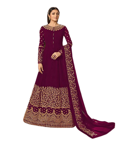 Traje de fiesta de boda Dupatta de Anarkali Kurti de Georgette pesado largo de moda para mujer india con cintura Natural para codificación de trabajo - Product Image 1