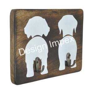 Antique Mango <b>Wooden</b> Base Dog Hook With Two Holders Hot Looks Top Decorative Elegant Dog Hooks at Competitive Prices - Product Image 2