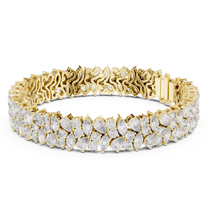Elysian 14K Yellow Gold Lab Grown Marquise Pear <b>Diamond</b> Double-Row Luxury Women's <b>Bracelet</b> - Product Image 1