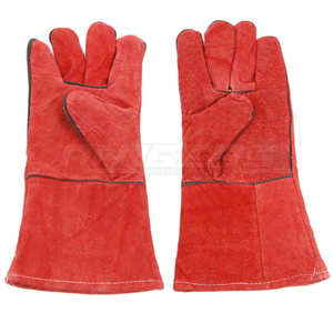 Guantes de Soldadura Rojos Resistentes a Cortes, Protección de Manos de Cuero Premium, Marca Privada OEM, Guantes de Seguridad Industrial Resistentes al Calor - Product Image 2