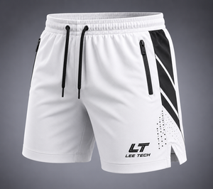 Pantalones Cortos Deportivos Blancos para Correr, con Bolsillo con Cremallera y Cintura Ajustable con Cordón para Deportes - Product Image 1