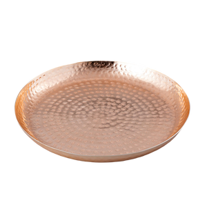 Bandeja Redonda de Metal Fundido a Mano con Diseño Martillado, Bandeja de Aluminio Personalizable, Forma Redonda - Product Image 5