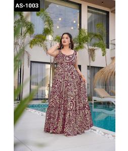 Plus beau costume d'Anarkali Salwar Kameez Roman Simmer Silk salwar Kameez avec organza Silk Dupatta Set pour femmes Ethnic Wear - Product Image 1