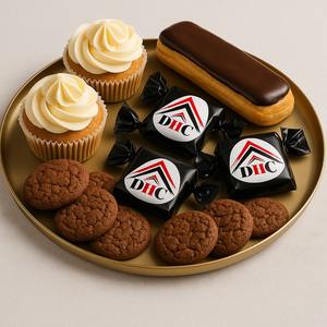 La bandeja de metal decorativa de forma redonda ofrece una plataforma sofisticada para servir y exhibir chocolates con estilo y gracia - Product Image 4