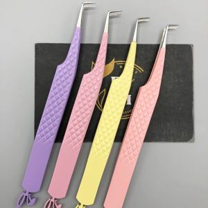 Private Label Eco-Friendly Stainless Steel Pointed Eyelash Tweezers Anti-Magnetic <b>Powder</b> Coated Smooth CNC Style Handle Manicure - Product Image 3