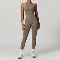 Nouveau femmes ensemble d'entraînement Fitness sport ensembles femmes vêtements débardeur taille haute Scrunch bout à bout Yoga Leggings 2 pièces Gym Fitness ensemble