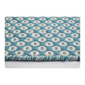Alfombra de lana tejida a mano azul turquesa y marfil para el hogar, sala de estar, dormitorio, alfombra, decoración de suelo, diseño suave y duradero - Product Image 1
