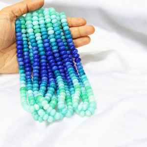 Vente en gros de perles de rondelle rondes lisses en opale verte bleue naturelle 6mm 8mm perles de pierres précieuses en vrac pour la fabrication de bijoux - Product Image 2
