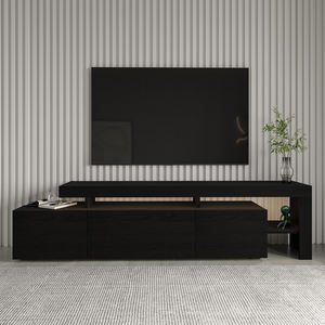 Mueble de TV Beliz Premium, Diseño Europeo Elegante y Funcional, Iluminación LED, Estilo de Madera Negra, Uso en Hogar y Hotel, Función de Almacenamiento Elegante - Product Image 3