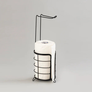 Porte-rouleau de papier hygiénique de salle de bain de conception standard fil métallique couleur noire porte-papier hygiénique debout fait à la main - Product Image 6