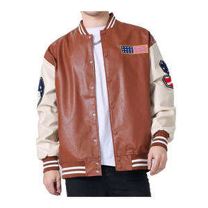 Chaqueta de Béisbol Universitaria Personalizada de Alta Calidad al por Mayor para Hombre, Chaqueta de Béisbol Bordada con Graffiti de Lana Chenilla - Product Image 5