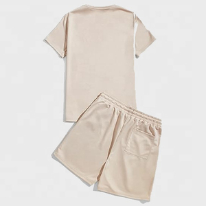 2025 haute qualité été survêtement 2 pièces ensemble short et short ensemble Logo personnalisé couleur unie coton t-shirt et court fabriqué par RAM industrie - Product Image 4