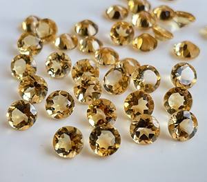 พลอยซิทรีนเจียระไนทรงกลมแบบเหลี่ยมเพชรพลอยสีเหลืองมะนาวหลวม6มม. ธรรมชาติคุณภาพสูง - Product Image 1