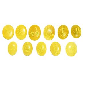 Karuna de haute qualité forme d'aventurine jaune pierre ovale 11 pièces ensemble karuna pierre précieuse en cristal de guérison naturelle ensemble Karuna en gros - Product Image 1