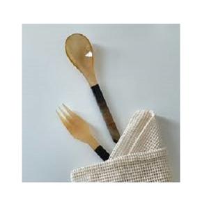 Estilo coreano indio hecho a mano cuerno búfalo cuchara tenedor conjunto cubiertos comedor cuchillo tenedor cuchara mango de madera juego de cubiertos para eventos - Product Image 1