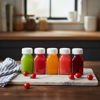 Bouteilles de boisson en plastique PET transparentes réutilisables carrées de 150 ml, bouchon à vis antivol, anti-fuite, café, soda, thé, boissons gazeuses