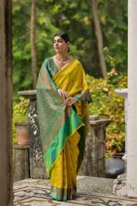 New Arrival Attractive Trending Dress <b>Hot</b> Selling Pure Banarasi Silk <b>Saree</b> Blouse With Weaving Work Indian Exporter and Supplier - Product Image 5