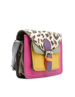 Sacs à main en cuir véritable multicolore pour femmes, sac à bandoulière unique en fourrure à imprimé animal.