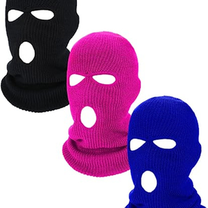 Bonnet tricoté 100% coton chaud d'hiver avec logo personnalisé masque de ski 3 trous cagoule pour femmes pour le voyage-MAK 2025 - Product Image 1