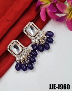 Phong Cách Kundan Bông Tai Hợp Kim 12 Màu Sắc 1.0125 Gram Cặp Trọng Lượng Nhẹ Truyền Thống Đồ Trang Sức Thời Trang Bán Buôn Trực Tuyến Nhà Cung Cấp - Product Image 5