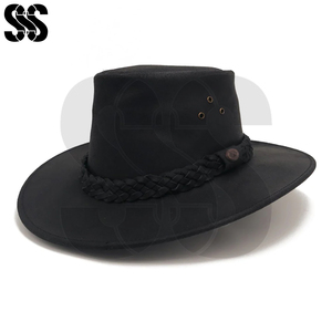 Chapeau en cuir occidental décontracté pour homme, de haute qualité, réglable, noir, pour usage extérieur et équestre, personnalisable, chapeau d'équitation - Product Image 3