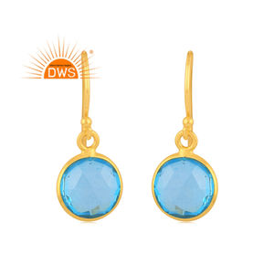 Última Tendencia Plata Esterlina 18K Chapado en Oro Doblete Aguamarina Cuarzo Piedra Preciosa Cuelga Pendiente Demi Joyería Fina Fabricante - Product Image 1