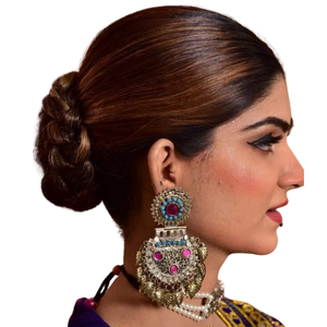 ต่างหูสแตนเลสสตีลวินเทจสำหรับผู้หญิงขายดีกระดุมออกซิไดซ์หลากสีดีไซน์ใหม่ล่าสุดของปาร์ตี้แฟชั่นล่าสุดแรงบันดาลใจจากอัฟกานิสถาน - Product Image 3