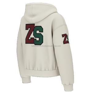 Sweat à capuche en molleton de qualité supérieure pour femmes 380 GSM Tissu doux en coton polyester Couleur crème Broderie personnalisée Logo basics hoodies - Product Image 5