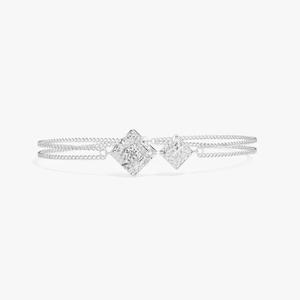Bracelet en or blanc 18 carats avec diamant rond et moissanite, cadeau de mariage pour femme - Product Image 1