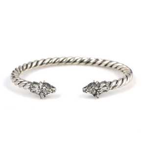 Unisex <b>Sterling</b> <b>Silver</b> Bull's Head Twist <b>Cuff</b> <b>Bracelet</b> Fashion 20.26g 5.8cm Diameter - Product Image 3