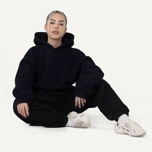 Wholesale <b>Oversized</b> Breathable Street Style Hoodie Sweatpants <b>Jogger</b> Set Custom Logo/Colors Heavyweight Fleece for Men Women - Product Image 4