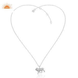 Collier pendentif lion en argent sterling 925 de haute qualité, nouveau design, plaqué rhodium blanc, fabricant de bijoux sur mesure - Product Image 4