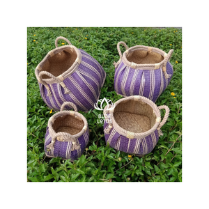 Natural <b>Seagrass</b> Handmade <b>Basket</b> Eco Friendly Woven Storage Organizer for Laundry Bathroom and Bedroom Decor - Product Image 1