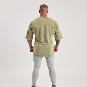 T-shirt personnalisé délavé à l'acide pour hommes microfibre coton épais Style vintage épaule tombante surdimensionné polyester/coton - Product Image 3