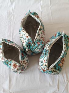 Eco-Friendly for <b>Bag</b> for Women Indian Lotus Hand Block Printed Traveling <b>Makeup</b> Pouches Cotton <b>Quilted</b> Zipper - Product Image 6