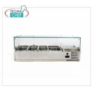 Vitrine réfrigérée professionnelle de 120 cm pour ingrédients de pizza, compatible avec 3 bacs GN 1/3 et 1 bac GN 1/2 - Product Image 1