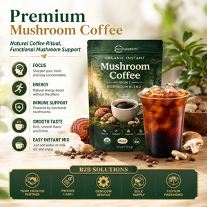 Café de Hongos 10 en 1, Instantáneo, Cordyceps, Reishi, Chaga, Energía, Concentración, Apoyo Inmunológico, Pre y Post Entrenamiento, Suplemento Dietético, a Granel - Product Image 1