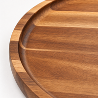 Bandeja Redonda de Madera de Acacia con Borde Elevado para Servir Café, Charcutería, Postres, Decoración del Hogar y Uso en Hoteles
