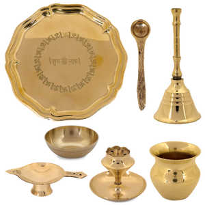 Ensemble de thali en laiton artisanal poli miroir pour la décoration de la maison, ensemble de thali élégant pour Diwali - Product Image 4