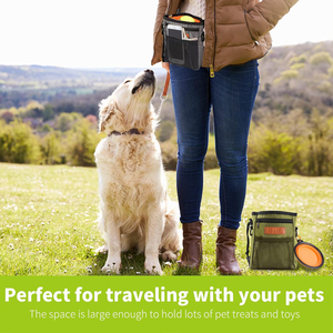 Vente chaude transporte facilement des jouets pour animaux de compagnie Kibble Treats Distributeur de sac de caca intégré 3 façons de porter une pochette d'entraînement de friandises pour chien pour chiot - Product Image 4