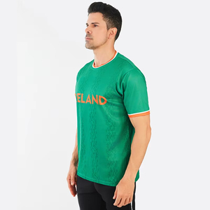 Para camiseta de entrenamiento de fútbol, camiseta de día de entrenamiento, tela transpirable de poliéster 100% de alta calidad, conjuntos de uniformes de fútbol irlandés, Parte delantera corta - Product Image 4