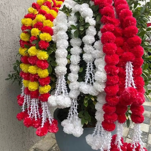 Marigold Garland Diwali Decor Boda Decoraciones de Navidad Flores artificiales Rajnigandha Flores Guirnalda Flor Tubo Rosa - Product Image 1