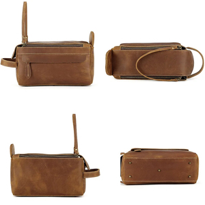 Premium Genuine Leather Travel <b>Toiletry</b> <b>Bag</b> Unisex Water-Resistant Travel Dopp Kit Cosmetic Organizer for <b>Men</b> & Women - Product Image 3