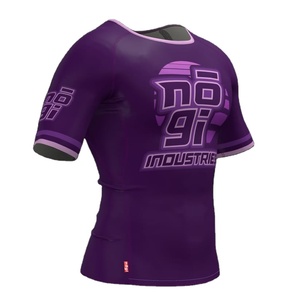 OEM personalizado de fábrica BJJ Rash Guard manga corta No Gi Grappling MMA parte superior de compresión con impresión por sublimación Anti-UV secado rápido - Product Image 2